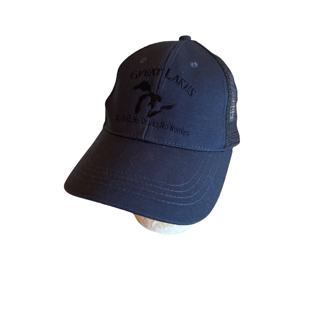 Great Lakes‎ Navy Blue Trucker Hat Mesh Back Adjustable Strap DK Embroidered